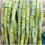 No_2522_Natural Grass Yellow-turquoise Jasper Rectangle Beads_4*13mm_(Sold Per Strand)