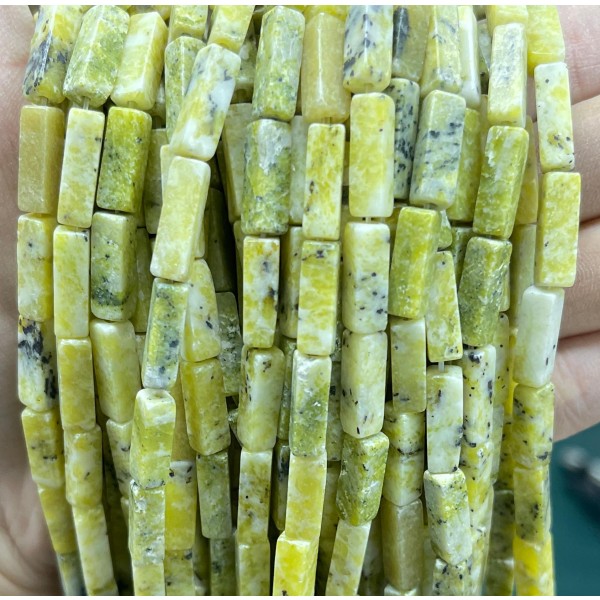 No_2522_Natural Grass Yellow-turquoise Jasper Rectangle Beads_4*13mm_(Sold Per Strand)