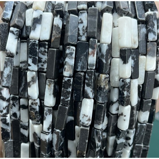 No_2527_Natural Black And White Zebra Jasper Rectangle Beads_4*13mm_(Sold Per Strand)