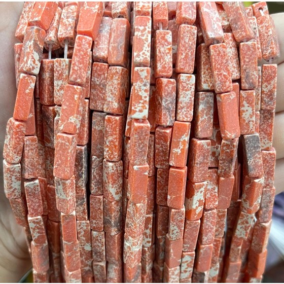 No_2529_Synthetic Orange Imperial Jasper Rectangle Beads_4*13mm_(Sold Per Strand)