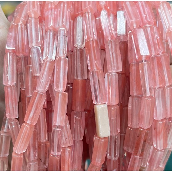 No_2531_Synthetic Watermelon Red Crystal Rectangle Beads_4*13mm_(Sold Per Strand)