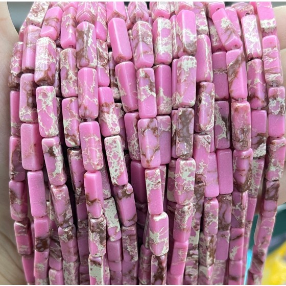No_2540_Synthetic Light Rose Red Imperial Jasper Rectangle_4*13mm_(Sold Per Strand)
