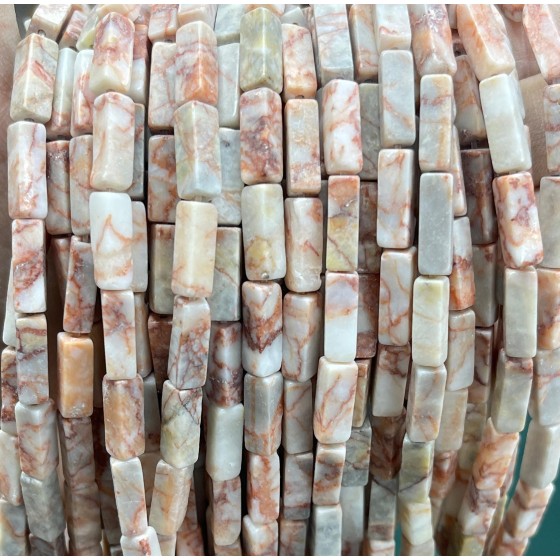 No_2542_Natural Red Network Jasper Rectangle Beads_4*13mm_(Sold Per Strand)