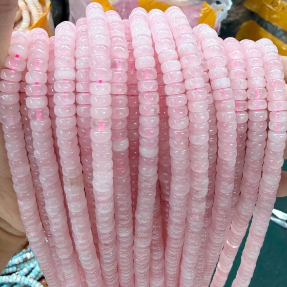 No_2551_Natural Rose Quartz Pill Bead Spacer_7*4mm_(Sold Per Strand)