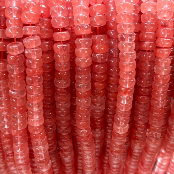 No_2560_Synthetic Watermelon Red Crystal Tablet Spacer Beads_7*4mm_(Sold Per Strand)