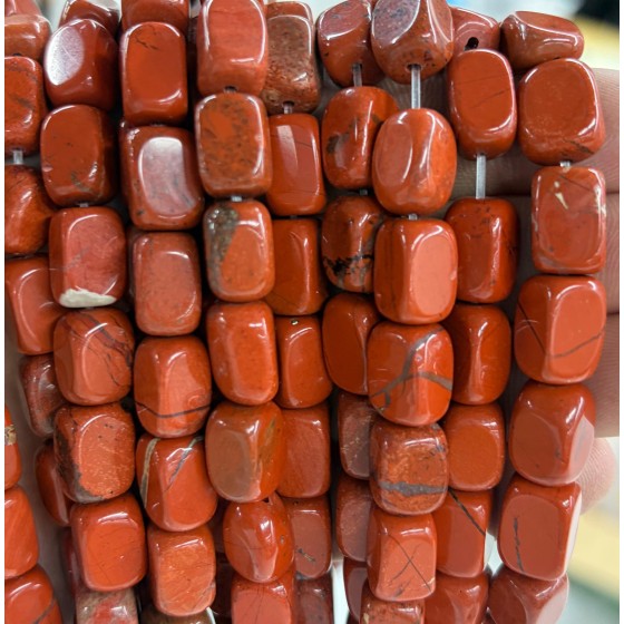 No_2572_Natural Red Jasper Rectangle Nugget Beads_8*12mm_(Sold Per Strand)