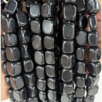 No_2577_Natural Black Stone Rectangle Nugget Beads_8*12mm_(Sold Per Strand)