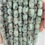 No_2589_Natural Kiwi Stone Blue Stone Rectangle Nugget Beads_8*12mm_(Sold Per Strand)