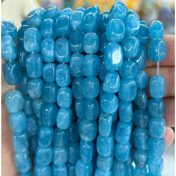 No_2591_Enhanced Blue Chalcedony Rectangle Nugget Beads_8*12mm_(Sold Per Strand)