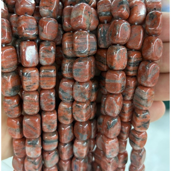 No_2602_Natural Sesame Red Jasper Rectangle Nugget Beads_8*12mm_(Sold Per Strand)