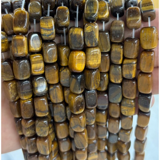 No_2604_Natural Yellow Tiger Eye Stone Rectangle Nugget Beads_8*12mm_(Sold Per Strand)