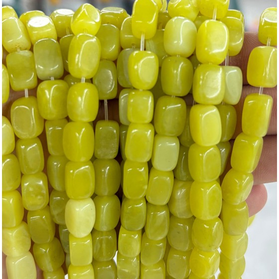 No_2608_Natural Lemon Jade Rectangle Nugget Beads_8*12mm_(Sold Per Strand)