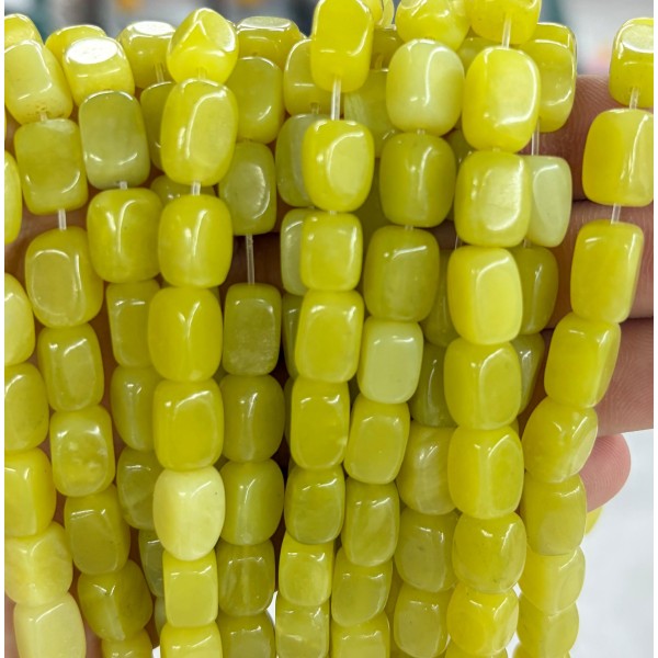 No_2608_Natural Lemon Jade Rectangle Nugget Beads_8*12mm_(Sold Per Strand)