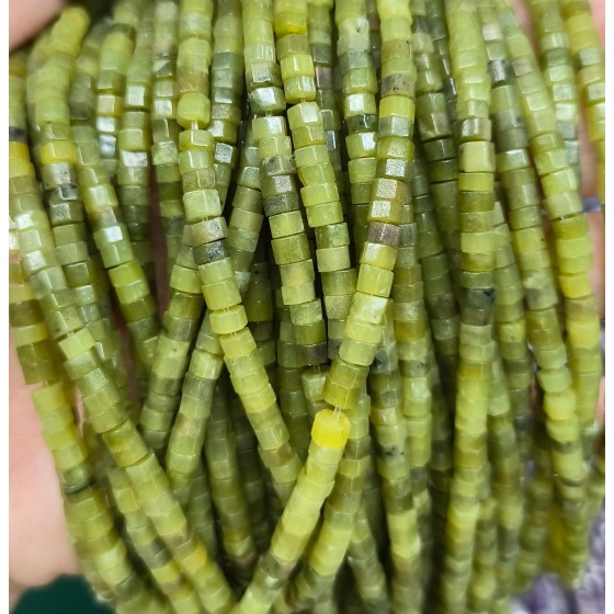 No_2628_Natural Southern Jade Hexagonal Spacer Beads_4*2mm_(Sold Per Strand)