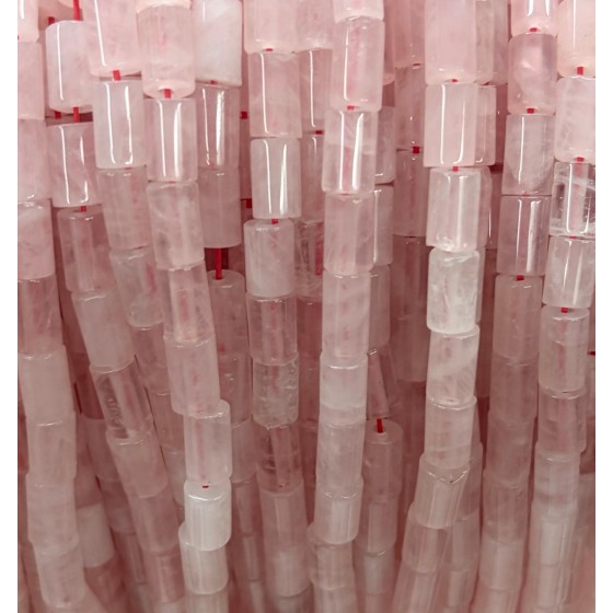 No_2631_Natural Rose Quartz Cylinder_5*8mm_(Sold Per Strand)