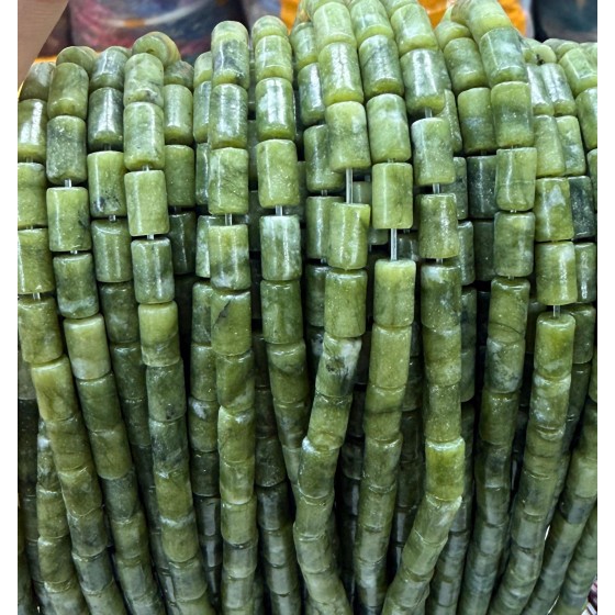 No_2638_Natural Dark Southern Jade Cylinder_5*8mm_(Sold Per Strand)