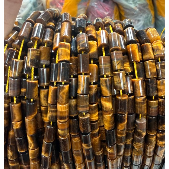 No_2653_Natural Yellow Tiger Eye Stone Cylinder_5*8mm_(Sold Per Strand)