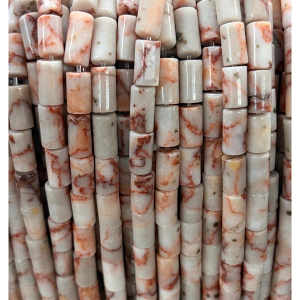 No_2655_Natural Red Network Jasper Cylinder_5*8mm_(Sold Per Strand)