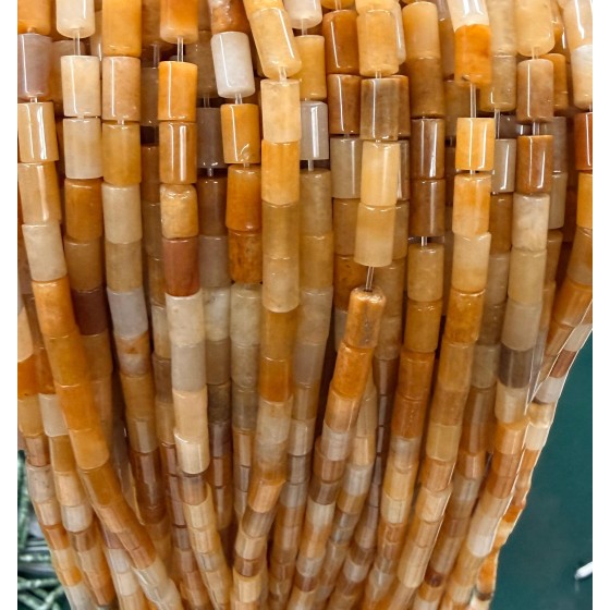 No_2658_Natural Yellow Jade Cylinder_5*8mm_(Sold Per Strand)