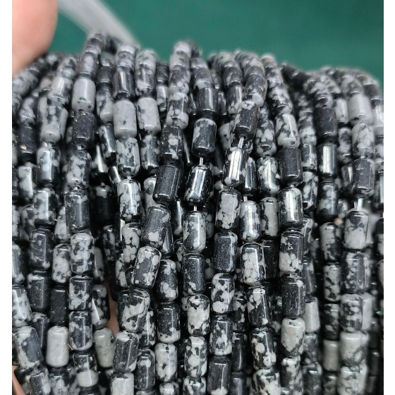 No_2672_Natural Snowflake Stone Cylinder_4*8mm_(Sold Per Strand)