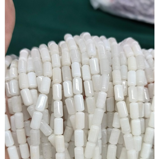 No_2680_Natural White Jade Cylinder_4*8mm_(Sold Per Strand)
