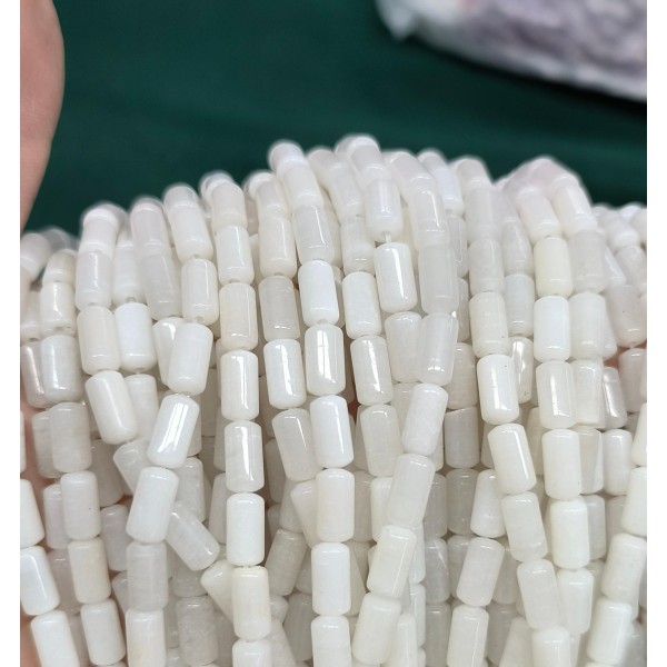 No_2680_Natural White Jade Cylinder_4*8mm_(Sold Per Strand)