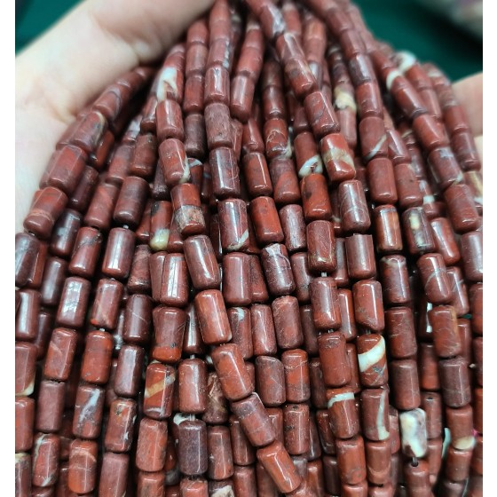 No_2681_Natural Rainbow Jasper Cylinder Beads_4*8mm_(Sold Per Strand)