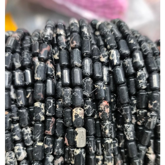 No_2684_Synthetic Black Imperial Jasper Cylinder_4*8mm_(Sold Per Strand)