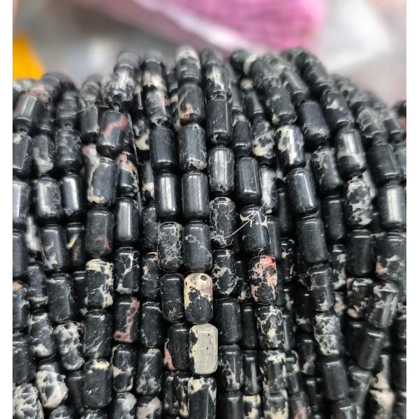 No_2684_Synthetic Black Imperial Jasper Cylinder_4*8mm_(Sold Per Strand)