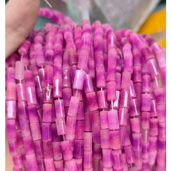 No_2690_Enhanced Gradient Rose Red Chalcedony Cylinder_4*8mm_(Sold Per Strand)