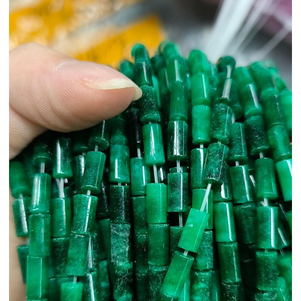 No_2691_Enhanced Dry Green Chalcedony Cylinder_4*8mm_(Sold Per Strand)