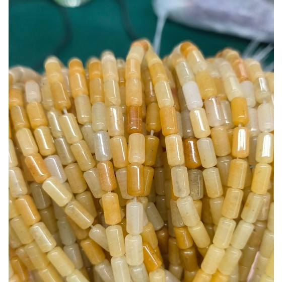 No_2695_Yellow Jade Cylinder_4*8mm_(Sold Per Strand)