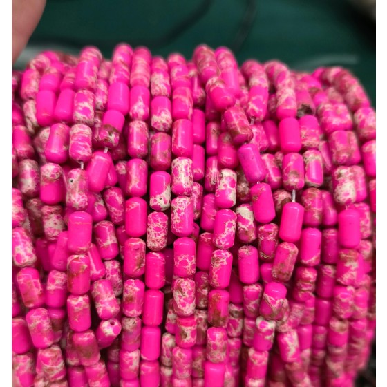 No_2699_Synthetic Rose Red Imperial Jasper Cylinder_4*8mm_(Sold Per Strand)
