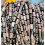 No_2706_Natural Black Lined Rhodochrosite Cylinder_4*8mm_(Sold Per Strand)