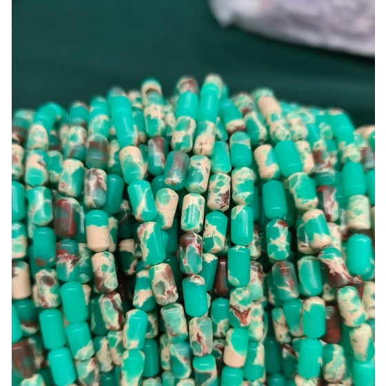 No_2707_Synthetic Green Serpentine Cylinder_4*8mm_(Sold Per Strand)