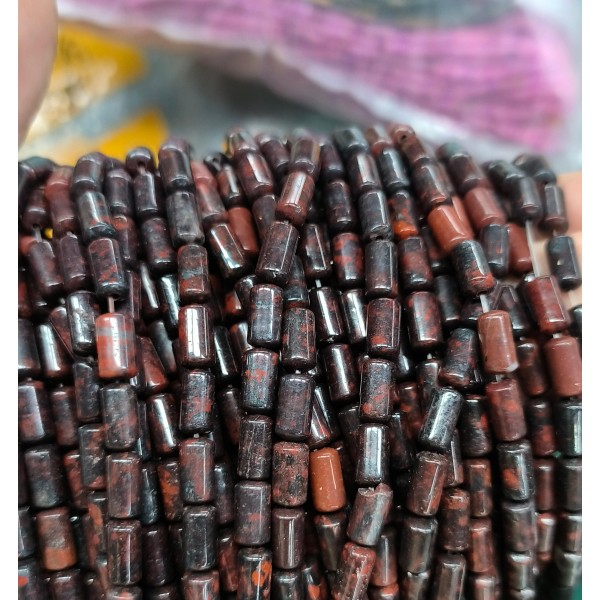 No_2709_Natural Red Poppy Jasper Cylinder_4*8mm_(Sold Per Strand)