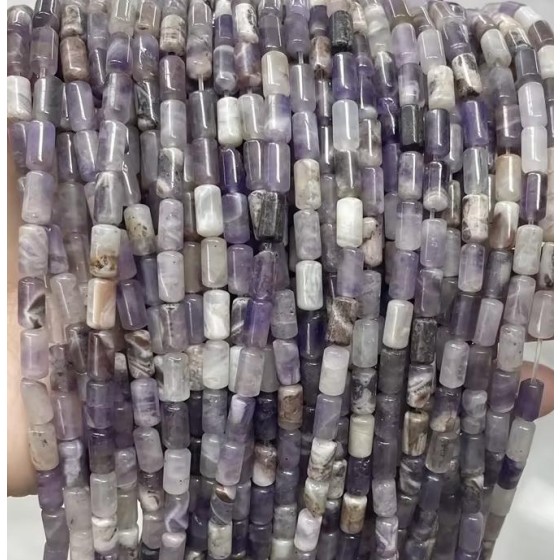 No_2711_Natural Dream Amethyst Cylinder_4*8mm_(Sold Per Strand)
