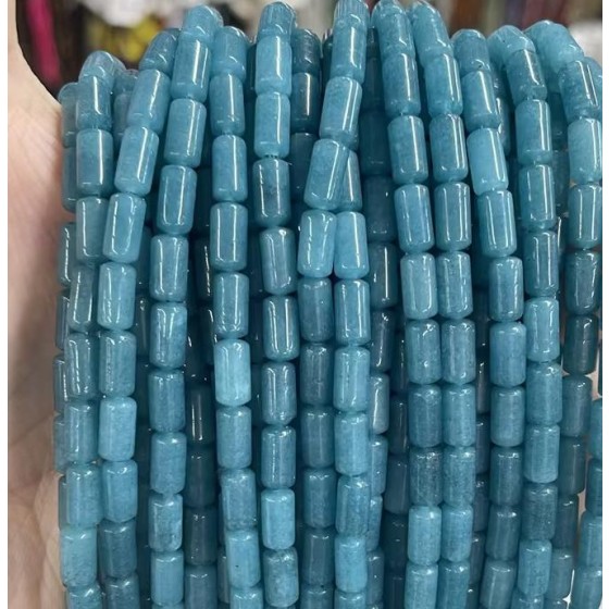 No_2713_Enhanced Ink Blue Chalcedony Cylinder_4*8mm_(Sold Per Strand)