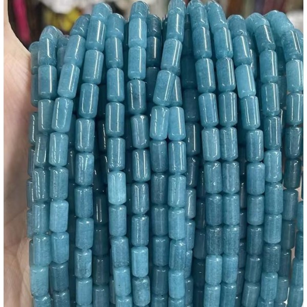 No_2713_Enhanced Ink Blue Chalcedony Cylinder_4*8mm_(Sold Per Strand)