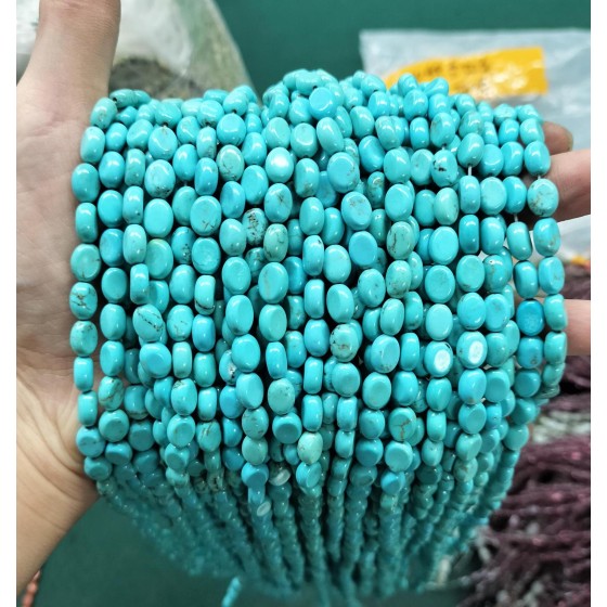 No_303_Enhanced Blue Turquoise Oval Beads_6*8mm_(Sold Per Strand)