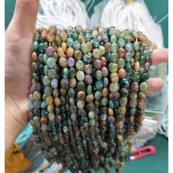 No_307_Natural Indian Agate Oval Beads_6*8mm_(Sold Per Strand)