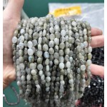 No_308_Natural White Labradorite Oval Beads_6*8mm_(Sold Per Strand)