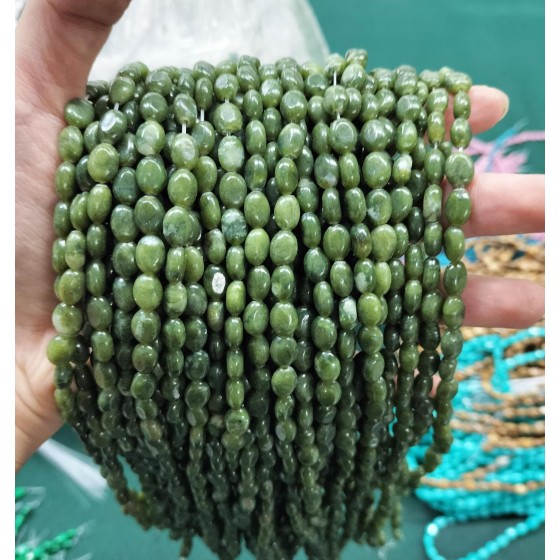 No_309_Natural Southern Jade Egg Shaped Bead_6*8mm_(Sold Per Strand)