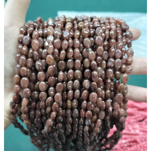 No_313_Natural Purple Aventurine Egg Shaped Bead_6*8mm_(Sold Per Strand)