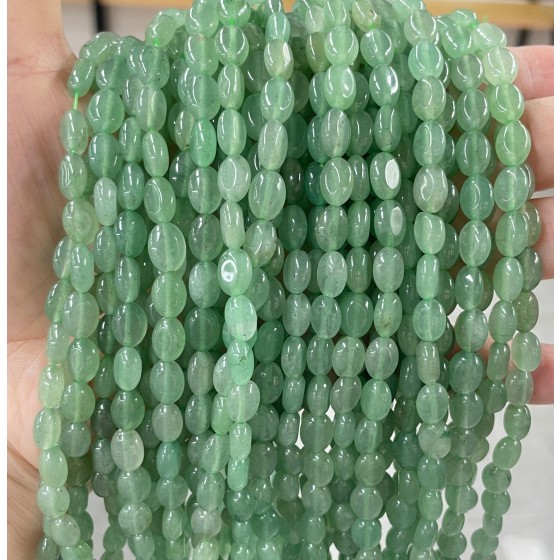 No_317_Natural Green Aventurine Egg Shaped Bead_6*8mm_(Sold Per Strand)