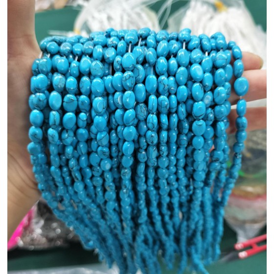 No_322_Synthetic Blue Turquoise Egg Shaped Bead_6*8mm_(Sold Per Strand)