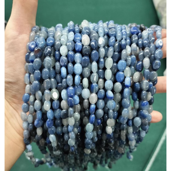 No_323_Natural Sodalite Egg Shaped Bead_6*8mm_(Sold Per Strand)