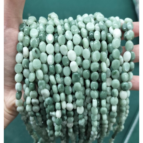 No_324_Natural Lushan Jade Egg Shaped Bead_6*8mm_(Sold Per Strand)