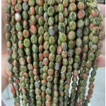 No_326_Natural Unakite Egg Shaped Bead_6*8mm_(Sold Per Strand)