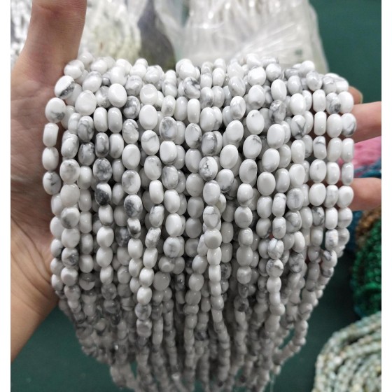 No_330_Natural White Turquoise Egg Shaped Bead_6*8mm_(Sold Per Strand)